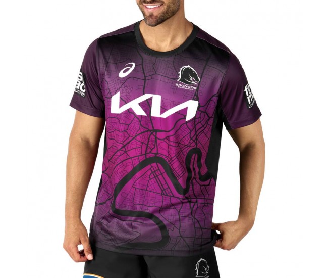 2024 Brisbane Broncos Rugby Mens Black Training Tee