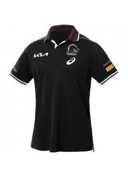 2025 Brisbane Broncos Rugby Mens Black Training Polo