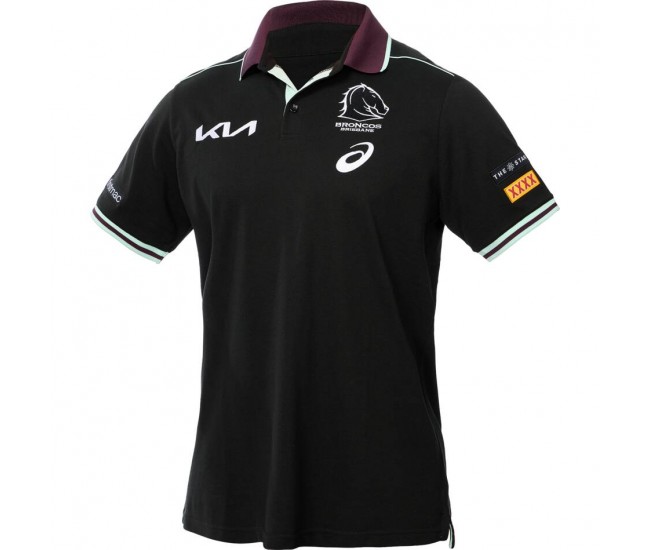 2025 Brisbane Broncos Rugby Mens Black Training Polo