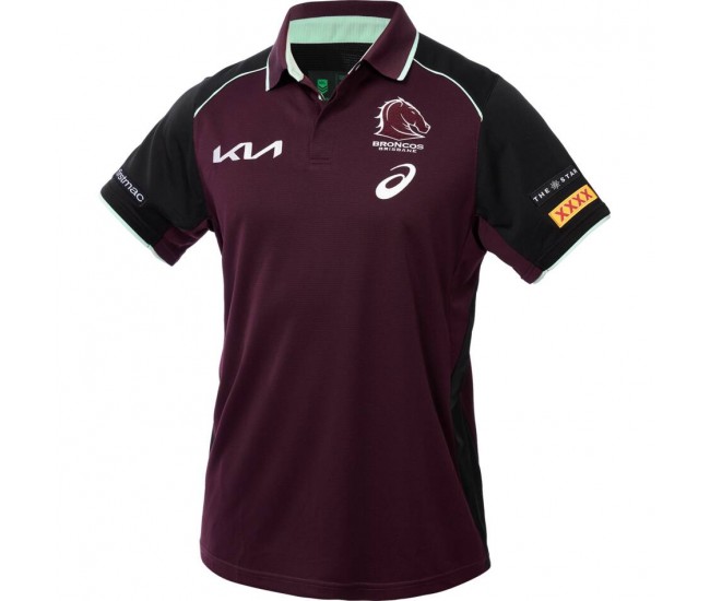2025 Brisbane Broncos Rugby Mens Maroon Training Polo
