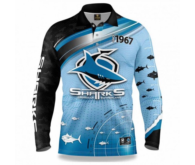 2022 Cronulla Sharks Rugby Mens Fishfinder Fishing Shirt 2022 Cronulla Sharks Rugby Mens Fishfinder Fishing Shirt