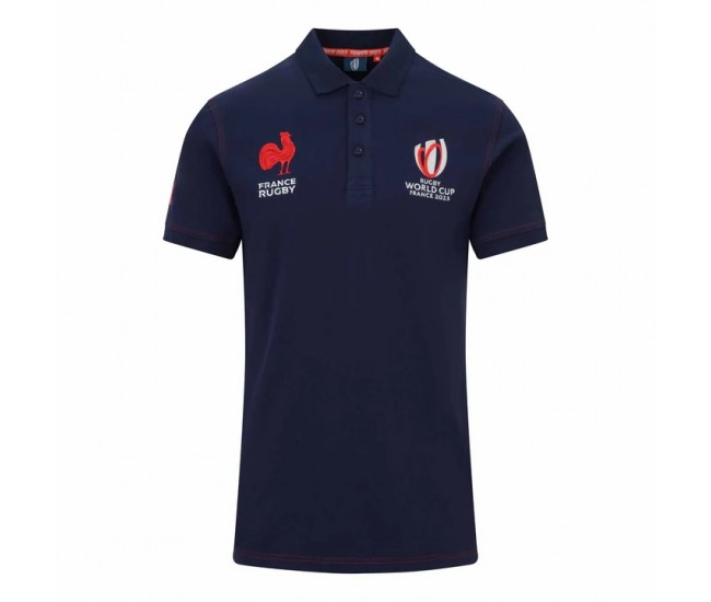 2023 France Rugby RWC Mens Cotton Navy Polo