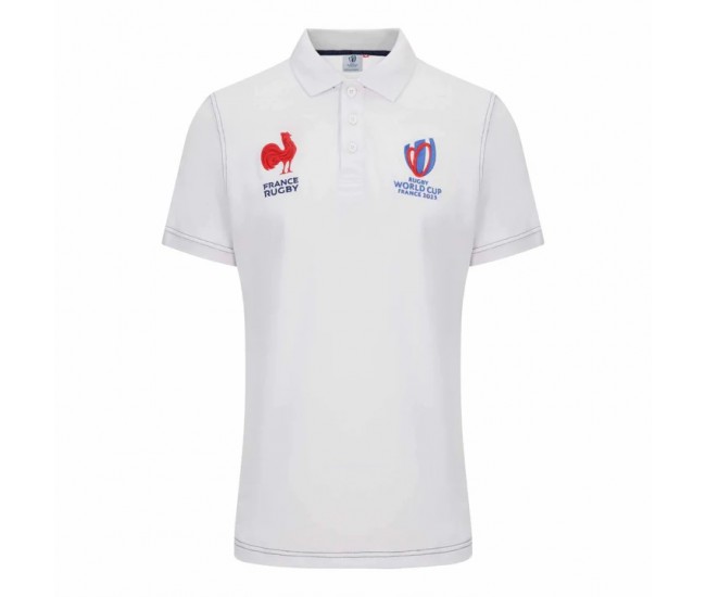 2023 France Rugby RWC Mens Cotton White Polo 2023 France Rugby RWC Mens Cotton White Polo