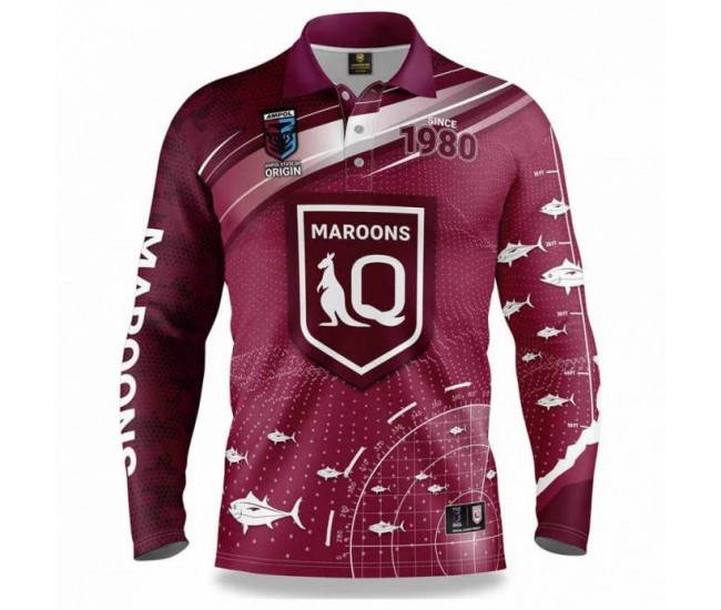 2022 QLD Maroons Rugby Mens Fishfinder Fishing Shirt 2022 QLD Maroons Rugby Mens Fishfinder Fishing Shirt