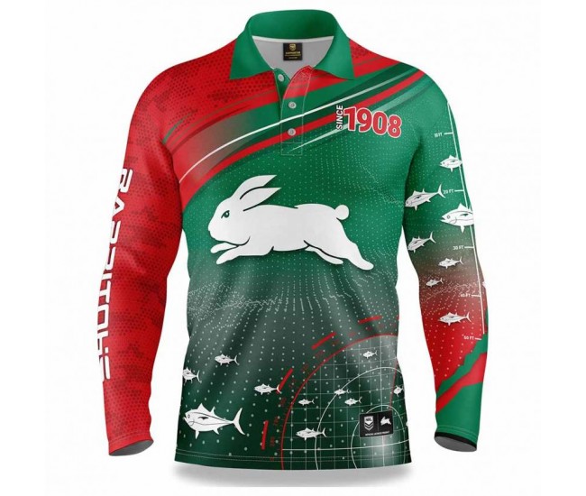 2022 South Sydney Rabbitohs Rugby Mens Fishfinder Fishing Shirt