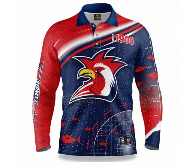 2022 Sydney Roosters Rugby Mens Fishfinder Fishing Shirt