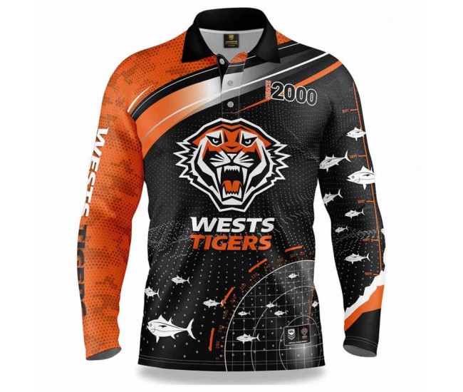 2022 Wests Tigers Rugby Mens Fishfinder Fishing Shirt