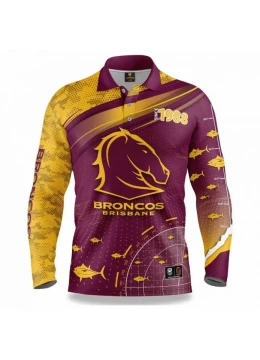 2022 Brisbane Broncos Rugby Mens Fishfinder Fishing Shirt