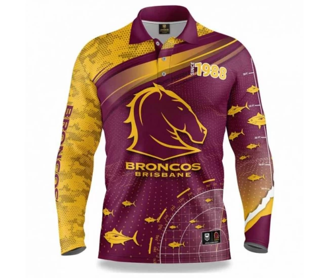 2022 Brisbane Broncos Rugby Mens Fishfinder Fishing Shirt
