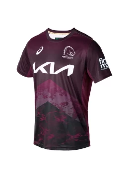 2024 Brisbane Broncos Rugby Mens Maroon Training Tee