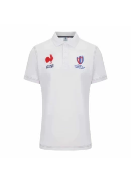 2023 France Rugby RWC Mens Cotton White Polo