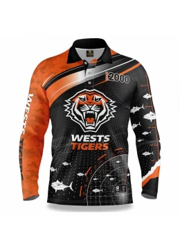 2022 Wests Tigers Rugby Mens Fishfinder Fishing Shirt